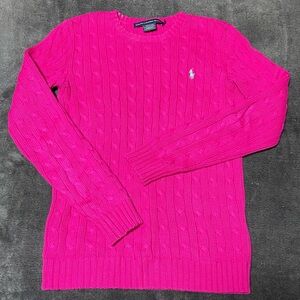 Polo Ralph Lauren Sport Hot Pink Cable Knit Crew Neck Top Sweater - Size M